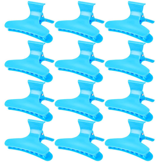 Picture of Ondder 12 Pack Butterfly Hair Clamps Claw Clips Salon Pro Section Clip for Styling, Sectioning, Cutting, Coloring Hair Clips Hairdressing Salon Tool Hair Accessories for Women Girls