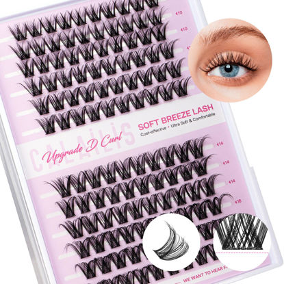 Picture of CALAILIS Lash Clusters 120Pcs D Curl Cluster Lashes DIY Lash Extensions Soft and Reusable Eyelash Clusters Mega Volume Super Thin Band Wispy Individual Lashes (FD1, D-10-16MIX)