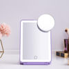 Picture of LED Foldable Travel Makeup Mirror - 5x7 inches3 Colors Light Modes USB Rechargeable Touch Screen, Portable Tabletop Cosmetic Mirror for Travel, Cosmetic, Office (Violet)