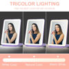 Picture of LED Foldable Travel Makeup Mirror - 5x7 inches3 Colors Light Modes USB Rechargeable Touch Screen, Portable Tabletop Cosmetic Mirror for Travel, Cosmetic, Office (Violet)