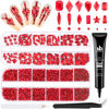 Picture of 3220Pcs Red Glass Nail Rhinestones 120Pcs Multi Shapes Flatback Nail Gems + 3100Pcs 1.5-4mm Round Crystal with Rhinestones Glue Gel, Manicure Nail Charms Diamond Gemstones for Nail Art