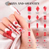 Picture of 3220Pcs Red Glass Nail Rhinestones 120Pcs Multi Shapes Flatback Nail Gems + 3100Pcs 1.5-4mm Round Crystal with Rhinestones Glue Gel, Manicure Nail Charms Diamond Gemstones for Nail Art