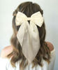 Picture of Furling Pompoms Hair Clip Hair Bows, 2pcs Beige/Black Satin Big Hair Bows for Women & Girls, Hair Barrettes with Alligator Clips, Hairpins for Long Tails, Hair Accessories