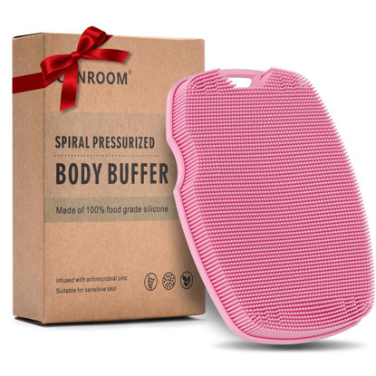 Picture of Zinc Infused Silicone Body Scrubber - High Density Bristles Body Scrubber - Soft Shower Scrubber for Body,Ease of Cleaning,Skin Softening - Pink