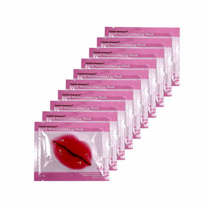Picture of Adofect 30 Pieces Peach Moisturizing Collagen Lip Masks Crystal Lip Care Gel Pads Patches, Mouth & Lips Age Defying Masques - Great for Anti-Chapped, Anti-Wrinkle, Plump Your Lips, Rose Red