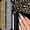 Picture of Flatback Pearls Glue Gel for Nail Art, Half Round Nail Gold Silver Pearls with Pickup Pencil and Tweezers, Pearls Nail Charms Luxurious Accessories for Acrylics Manicure Face Hair Crafts Decor