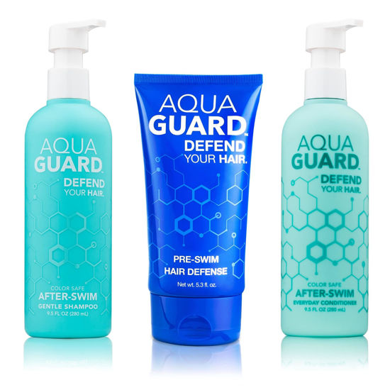 Picture of AquaGuard Swimmers Essential Hair Protection Bundle | Prevents Chlorine Damage + Softens Hair While Swimming | Color Safe, Leaves Hair Smelling Great | Made in California