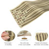 Picture of DOORES Seamless Clip in Hair Extensions, Light Brown Highlighted Medium Blonde 22 Inch 150g 7pcs, Human Hair Extensions Straight Hair Natural Remy Hair Invisi Edge Hair Extensions