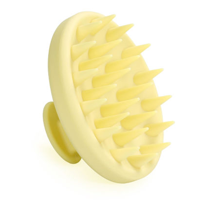 Picture of Meartchy Silicone Scalp Massager, Scalp Scrubber for Hair Growth with Soft Bristles, Scalp Exfoliator Brush Dandruff Removal Shampoo Brush for Wet Dry Scalp Care (Light Yellow)