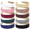 Picture of Wecoe 10 Pack Satin Headbands - 1.3 Inch Wide Assorted Colors (White, Blue, Pink, Red, Green, Brown, Khaki, Natural) Non-Slip Fashion Hair Accessories for Women, Girls & DIY Holiday Costumes