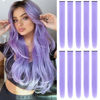 Picture of TOFAFA 22 inch Colored Hair Extensions, Multi-colors Party Highlights Clip in Synthetic Hair Extensions, Color Party Highlights Hairpieces for Girls Women(10 PCS Light Purple)