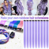 Picture of TOFAFA 22 inch Colored Hair Extensions, Multi-colors Party Highlights Clip in Synthetic Hair Extensions, Color Party Highlights Hairpieces for Girls Women(10 PCS Light Purple)