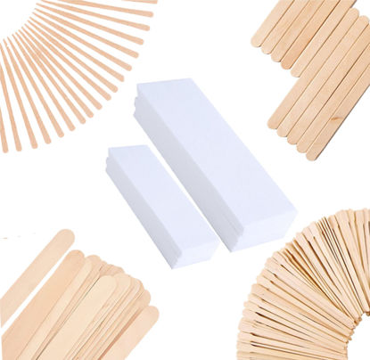 Picture of Mibly Wax Sticks and Strips (Pack of 400) -Body Hair Removal Waxing Sticks and Strips for Face, Arms, Legs, Armpit, Bikini Area - Spa and Home Usage