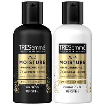 Picture of TRESemme Shampoo & Conditioner, Sulfate-Free, Travel Size - Moisture Rich Hair Treatment for Dry, Damaged Hair, Mini Shampoo & Conditioner for Hair Repair, Scented, 3 Oz Ea (2 Piece Set)