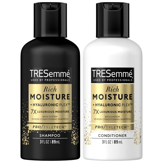 Picture of TRESemme Shampoo & Conditioner, Sulfate-Free, Travel Size - Moisture Rich Hair Treatment for Dry, Damaged Hair, Mini Shampoo & Conditioner for Hair Repair, Scented, 3 Oz Ea (2 Piece Set)