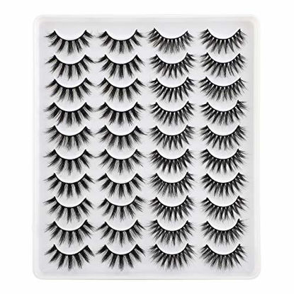 Picture of Lanflower Natural Lashes Pack Faux Mink Lashes Handmade Wholesale Strip Lashes 20 Pairs 2 Styles