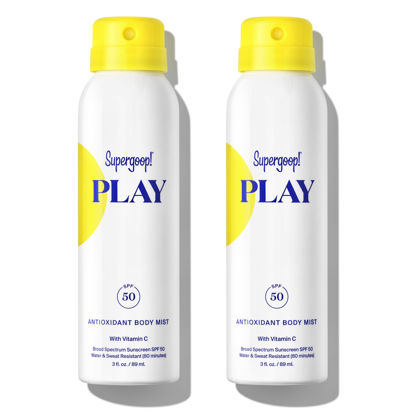 Picture of Supergoop! PLAY SPF 50 Antioxidant Body Mist w/Vitamin C, 3 fl oz - 2 Pack - Broad Spectrum Sunscreen Spray for Sensitive Skin - Great for Active Days