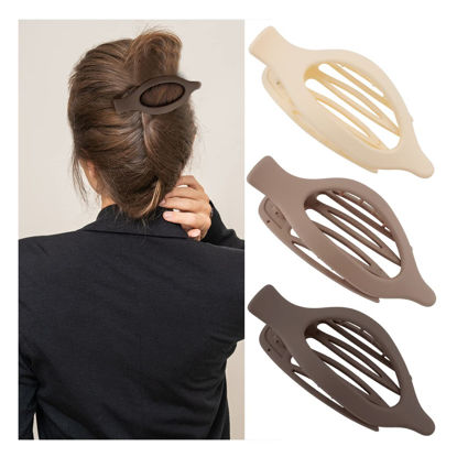 Picture of ATODEN Flat Hair Clips for Thick and Thin Hair - Matte Large Alligator Clips, Duck Billed Barrettes, Neutral Hair Claw Clips for Women, 3Pcs