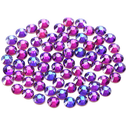 Picture of Novani Purple Rhinestones 3000Pcs Flatback Crystal Round Loose Gemstones Glass Rhinestones for Crafts Makeup Nail Art Clothes Shoes DIY Decorations(SS10, 2.7-2.9mm,Purple Velvet)