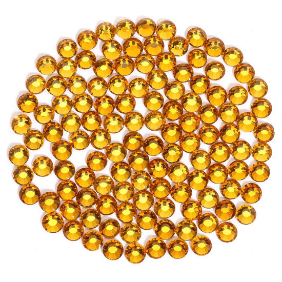 Picture of Novani Rhinestones 3000Pcs Flatback Crystal Round Loose Gemstones Glass Rhinestones for Crafts Makeup Nail Art Clothes Shoes DIY Decorations(SS8, 2.3-2.5mm,Gold Yellow)