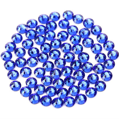 Picture of Novani Rhinestones 3000Pcs Flatback Crystal Round Loose Gemstones Glass Rhinestones for Crafts Makeup Nail Art Clothes Shoes DIY Decorations(SS10, 2.7-2.9mm,Sapphire)