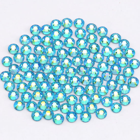 Picture of Novani Rhinestones 3000Pcs Flatback Crystal Round Loose Gemstones Glass Rhinestones for Crafts Makeup Nail Art Clothes Shoes DIY Decorations(SS6, 1.9-2.0mm,Aquamarine AB)