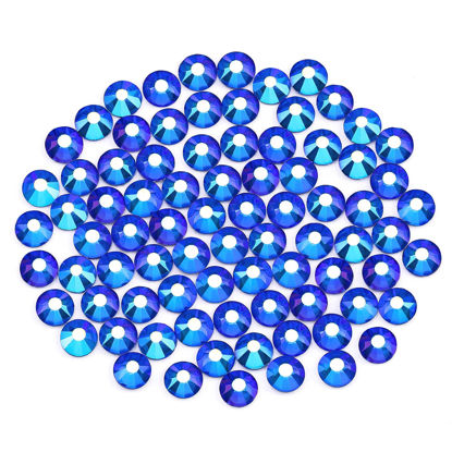 Picture of Novani Rhinestones 3000Pcs Flatback Crystal Round Loose Gemstones Glass Rhinestones for Crafts Makeup Nail Art Clothes Shoes DIY Decorations(SS10, 2.7-2.9mm,Sapphire AB)