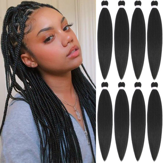 Picture of Alrence Pre Stretched Braiding Hair Long Braid 20 Inch 8 Packs Professional Braiding Hair Extensions Synthetic Crochet Twist Braids (20 Inch, 2#)