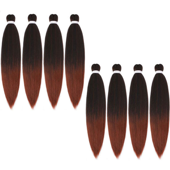 Picture of Alrence Pre Stretched Braiding Hair Long Braid 16 Inch 8 Packs Professional Braiding Hair Extensions Synthetic Crochet Twist Braids (16 Inch, T1B/350)