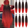 Picture of Alrence Pre Stretched Braiding Hair Long Braid 30 Inch 8 Packs Professional Braiding Hair Extensions Synthetic Crochet Twist Braids (30 Inch, 1B/Red)