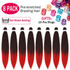 Picture of Alrence Pre Stretched Braiding Hair Long Braid 30 Inch 8 Packs Professional Braiding Hair Extensions Synthetic Crochet Twist Braids (30 Inch, 1B/Red)