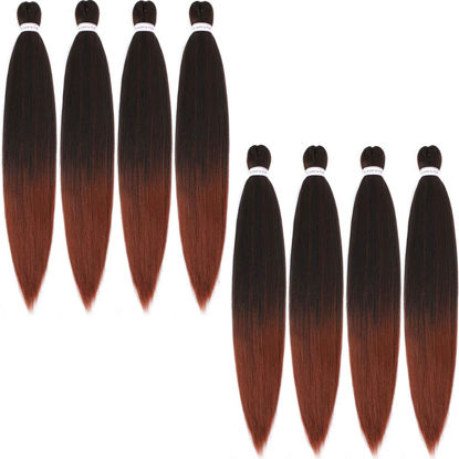 Picture of Alrence Pre Stretched Braiding Hair Long Braid 36 Inch 8 Packs Professional Braiding Hair Extensions Synthetic Crochet Twist Braids (36 Inch, T1B/350)