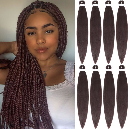 Picture of Alrence Pre Stretched Braiding Hair Long Braid 30 Inch 8 Packs Professional Braiding Hair Extensions Synthetic Crochet Twist Braids (30 Inch, 33#)