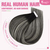 Picture of YoungSee Human Hair Tape in Extensions Ombre Hair Extensions Tape in Black Ombre Silver Hair Extensions Real Human Hair Tape in 18 Inch Balayage Tape in Hair Extensions Human Hair Invisible 20pcs 50g