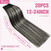Picture of YoungSee Human Hair Tape in Extensions Ombre Hair Extensions Tape in Black Ombre Silver Hair Extensions Real Human Hair Tape in 18 Inch Balayage Tape in Hair Extensions Human Hair Invisible 20pcs 50g