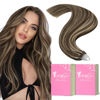 Picture of YoungSee Micro Hair Extensions Human Hair Brown Highlight Micro Beads Hair Extensions Dark Brown Highlight Micro Links Hair Extensions Human Hair Micro Loop Human Hair 18In 50s/50g