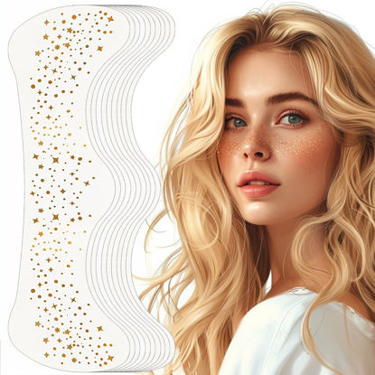 Picture of Glitter Freckles Face Tattoo, Glitter Freckles for Face, 10pcs Gold Sparkle Freckles, Face Glitter Makeup Patches