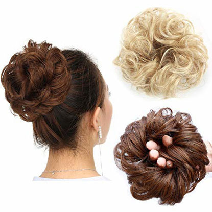 Picture of Messy Bun Hair Piece Thick Updo Scrunchies Synthetic Hair Extensions Ponytail Hair Wig Hairpiece Dimgray Gray