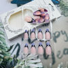 Picture of Halloween Press on Nails Short Almond Bat Fake Nails Halloween Glue on Nails with Designs Full Cover French Tip Acrylic Nails Artificial Purple Nail Tips False Nails Stick on Nails for Women 24Pcs