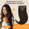 Picture of DOORES Seamless Clip in Hair Extensions Real Human Hair, Light Dark Brown 18 Inch 110g 7pcs, Human Hair Extensions Clip in Hair Extensions Invisi Edge Hair Extensions Straight Natural Hair