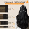 Picture of DOORES Human Hair Clip in Extensions, Balayage Natural Black to Chestnut Brown 16 Inch 150g 9pcs, Remy Hair Extensions Clip in Human Hair Extensions Human Hair Natural Thick Silky Straight