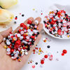 Picture of Briskbloom 60g Mix Pearls and Rhinestones for Crafts, 3620PCS 2mm-10mm Pearl Rhinestones for Nails Face Art Tumblers, Flatback Rhinestones and Half Pearls, with Tweezers Wax Pen, Red|Orange|Black