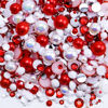 Picture of Briskbloom 60g Mix Flatback Pearls and Flatback Rhinestones for Crafts, 3620PCS Red White Pearl Rhinestones for Nails Face Art Tumblers, Jelly Rhinestones and Half Pearls, with Tweezers Wax Pen