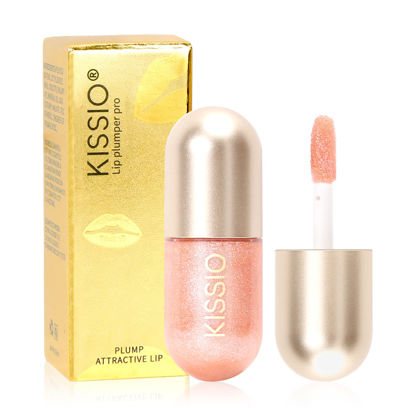 Picture of KISSIO Lip Plumper,Color Lip Plumper Gloss,Shimmer,Lip Enhancer,Plant Extracts Plumping Lip Serum,Moisturizing Lip Gloss for Fuller Lips and Hydrated Beauty Lips 5.5ml (01 Lemonade)