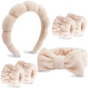 Picture of VELSCRUN 6 Pack Makeup and Skincare Headbands, Brown Sponge Hair Band Bow Tie Set - Wristband Hair Accessories for Women Gifts