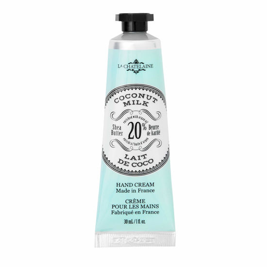 Picture of La Chatelaine 20% Shea Butter Hand Cream Travel Size, Organic Argan Oil, Moisturizing, Nourishing, Repairing, Extra-Rich Hand Lotion, Made in France, Paraben Free, 1 oz / 30ml (Coconut Milk)
