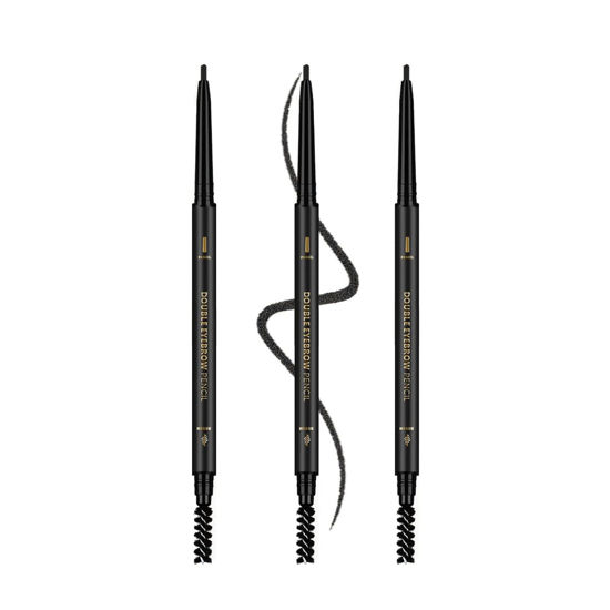 Picture of O'CHEAL 3Pcs Black Eyebrow Pencil, Premium Eye Brow Pencil with Spoolie Brush, Longwearing for Perfect Brows, Professional, Precision, Defines, Universal Waterproof Double-ended Eyebrow Pen for Women