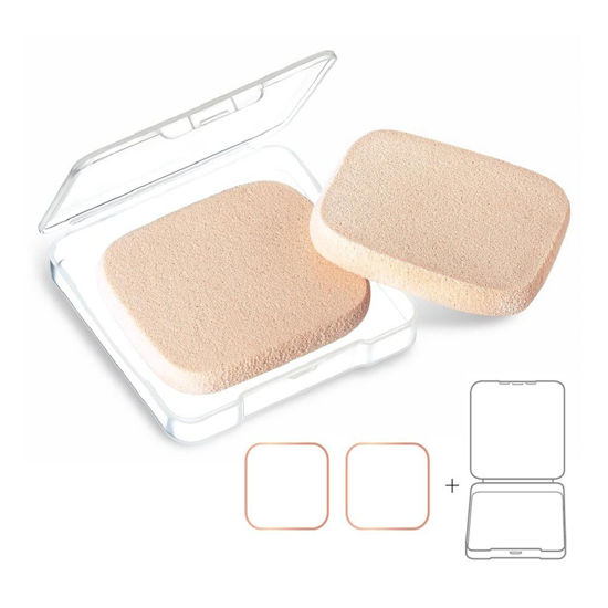 Picture of KOOBA 2pcs Square Makeup Sponges with 1 Travel Case, Beauty Face Primer Compact Powder Puff, Blender Sponge Replacement for Cosmetic Flawless Foundation