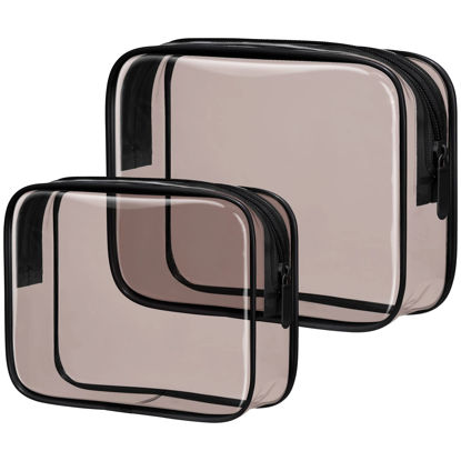 Picture of PACKISM Clear Makeup Bags - Well-made Clear Toiletry Bags for Traveling, Water-resistant Tsa Approved Toiletry Bag with Zipper Holds Small Items for Organization Fit Travel Essentials, Black Brown