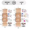 Picture of COOSKY Travel Hanging Toiletry Bag for Women, Holds Full-Size Shampoo, with Jewelry Organizer Compartment, Extra Large Makeup Bag, Waterproof Cosmetic Bag, Toiletries Kit Set with Trolley Belt, Grey